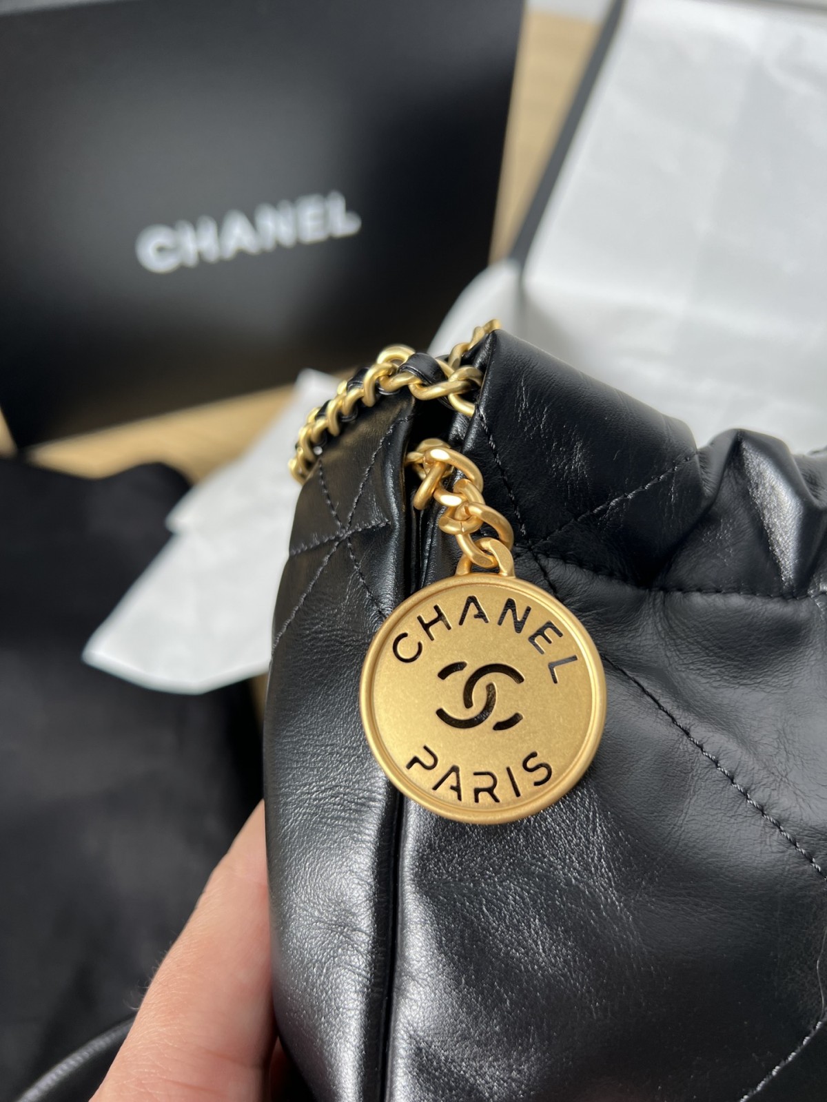 Under a magnifying glass, Shebag replica art of Chanel 22 Mini bag  (2023 Week 48)-Najlepsza jakość fałszywych torebek Louis Vuitton Sklep internetowy, projektant repliki torebki ru