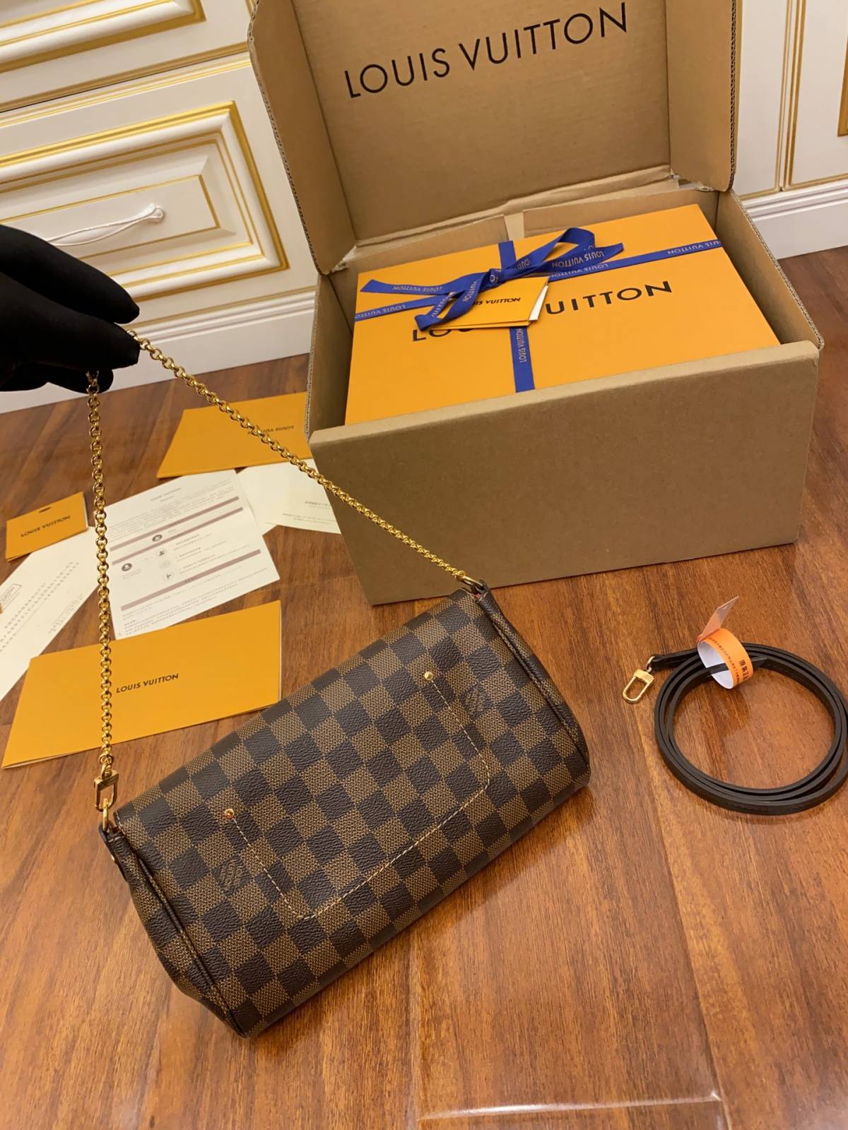 Ellebag Replica Craftsmanship: Louis Vuitton Classic Favorite Medium Handbag (N41129 N41276) Brown Check-Best Quality Fake Louis Vuitton Bag Online Store, Replica designer bag ru