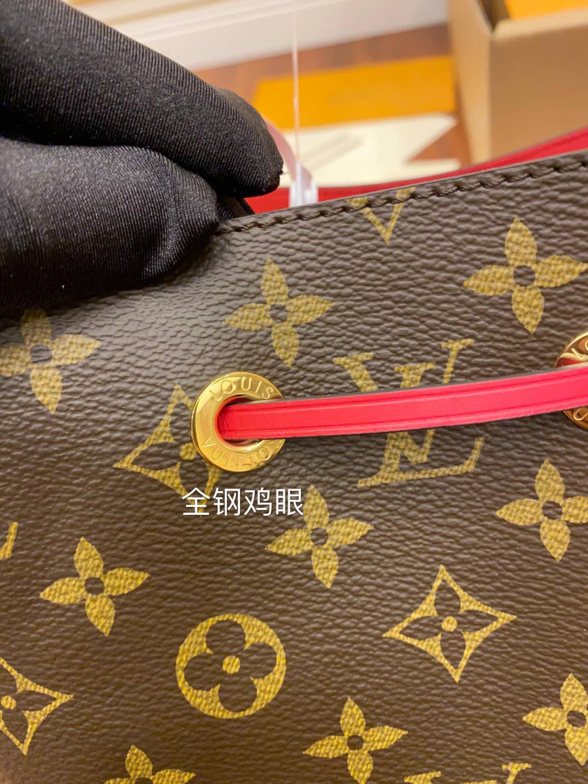 Ellebag Replica Craftsmanship: Louis Vuitton M44021 Red Gaston-Louis NeoNoe Bucket Bag Monogram-Best Quality Replica designer Bag factory in China