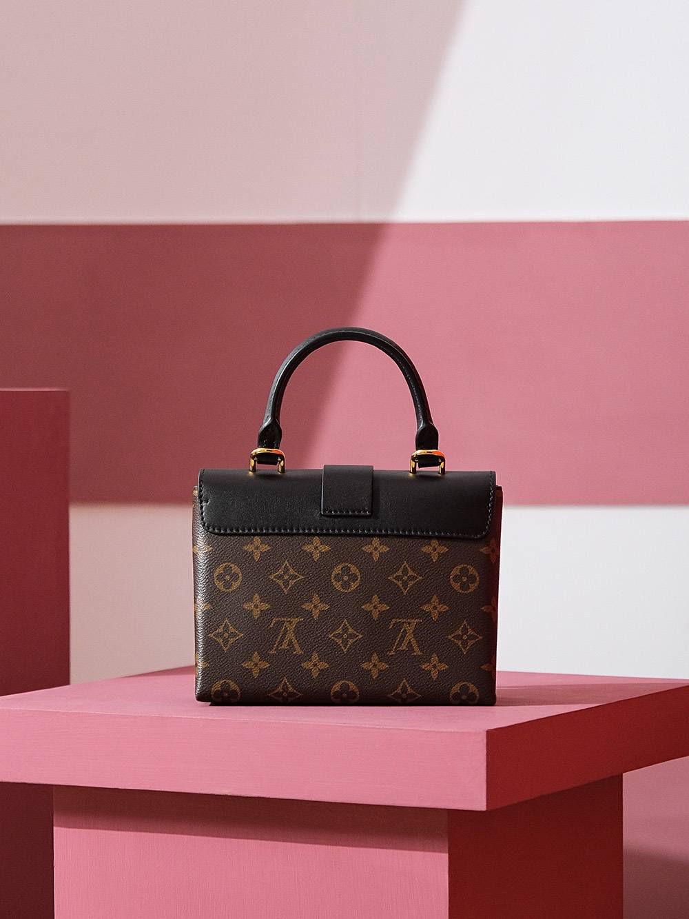 Ellebag’s Replica Excellence: Louis Vuitton LOCK BB Handbag (M44141) Black-Best Quality Fake Louis Vuitton Bag Online Store, Replica designer bag ru