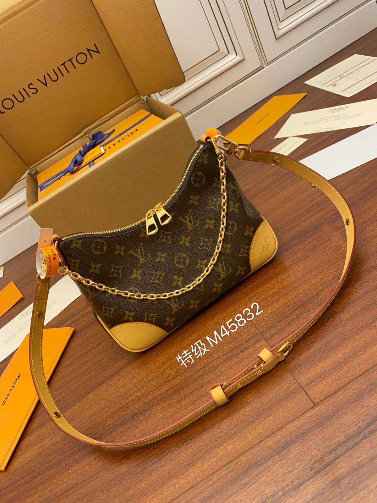 Ellebag’s Replica of Louis Vuitton BOULOGNE Handbag (M45832) in Monogram-Best Quality Fake Louis Vuitton Bag Online Store, Replica designer bag ru