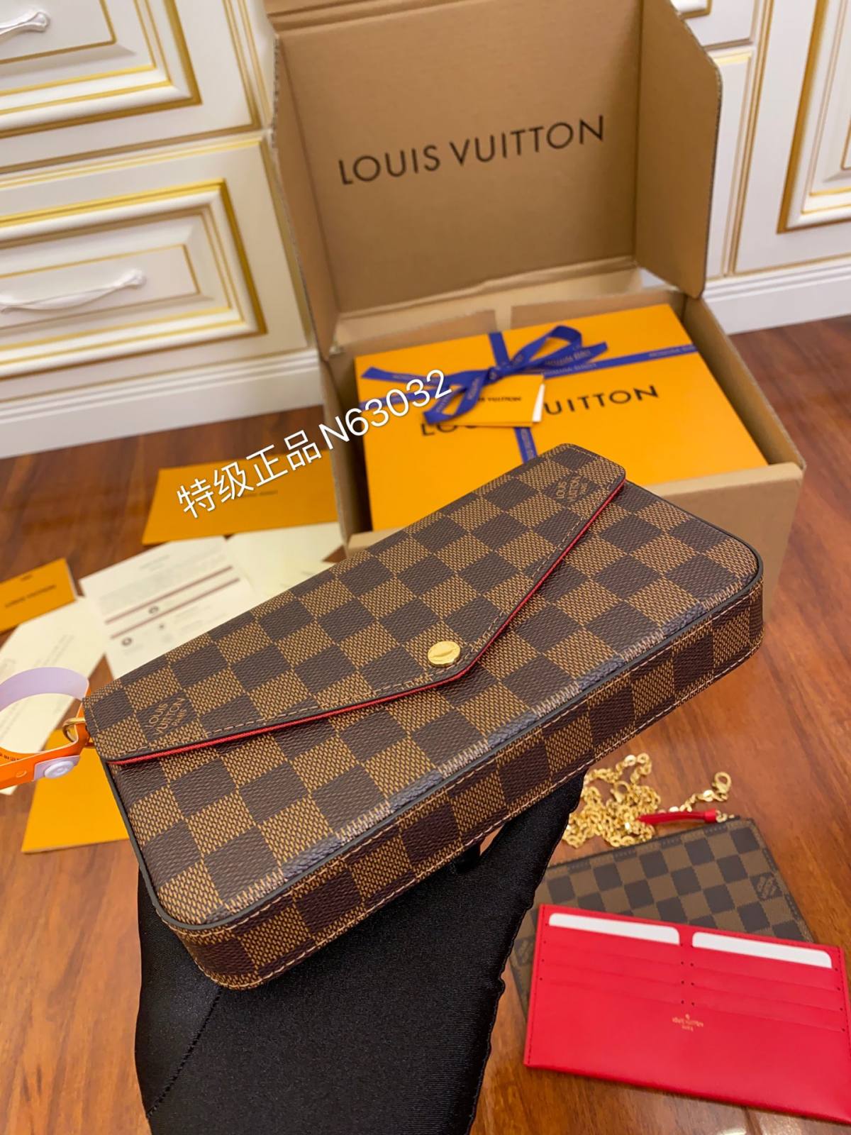 Ellebag’s Expert Replication: Louis Vuitton N63032 Damier Ebène Pochette FÉLICIE Chain Bag-Meilleure qualité de faux sac Louis Vuitton en ligne, réplique de sac de créateur ru