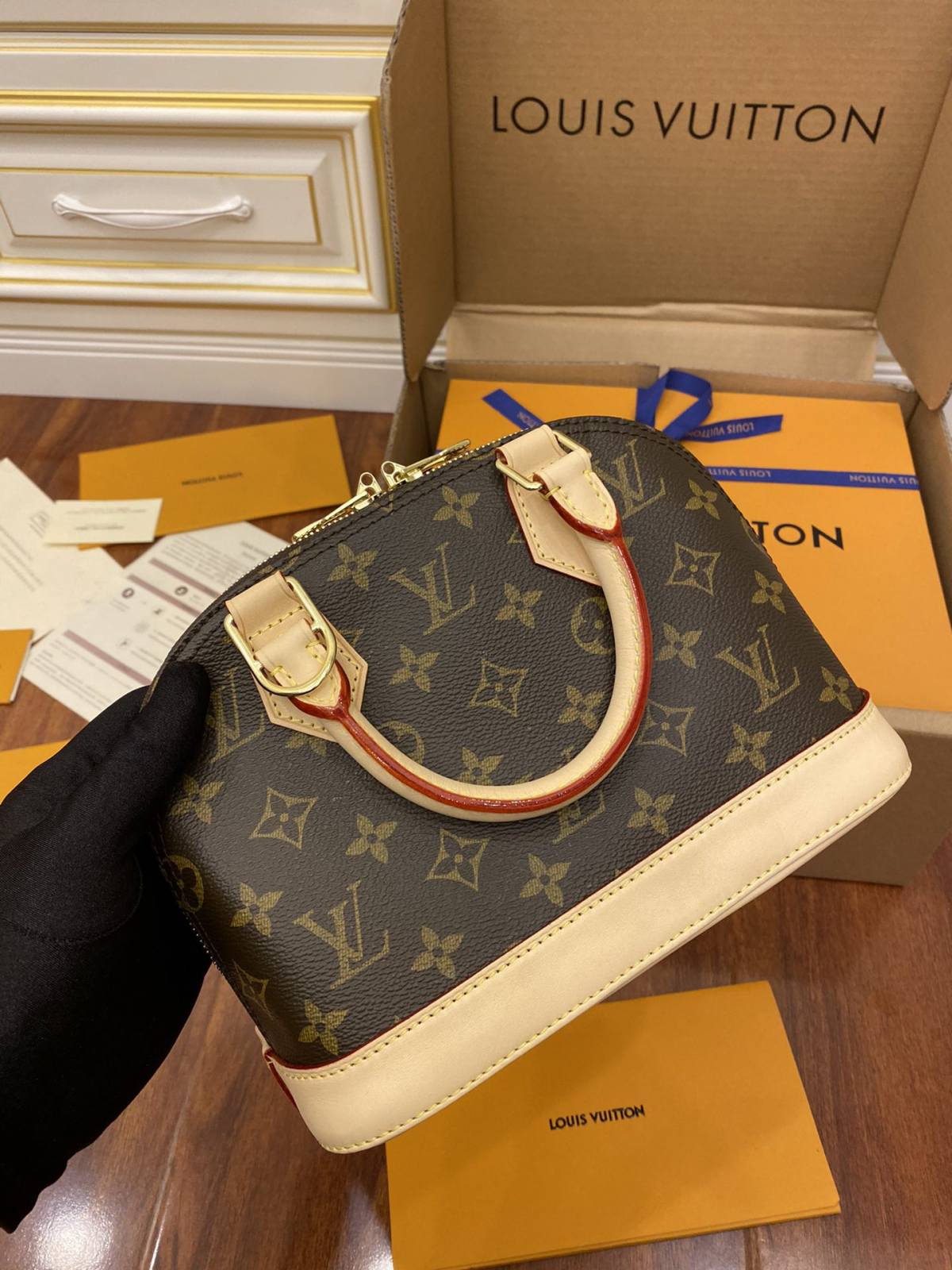 Ellebag’s Expert Replication: Louis Vuitton M53152 Monogram Woven Double Shoulder Strap Alma BB Handbag-Best Quality Fake Louis Vuitton Bag Online Store, Replica designer bag ru