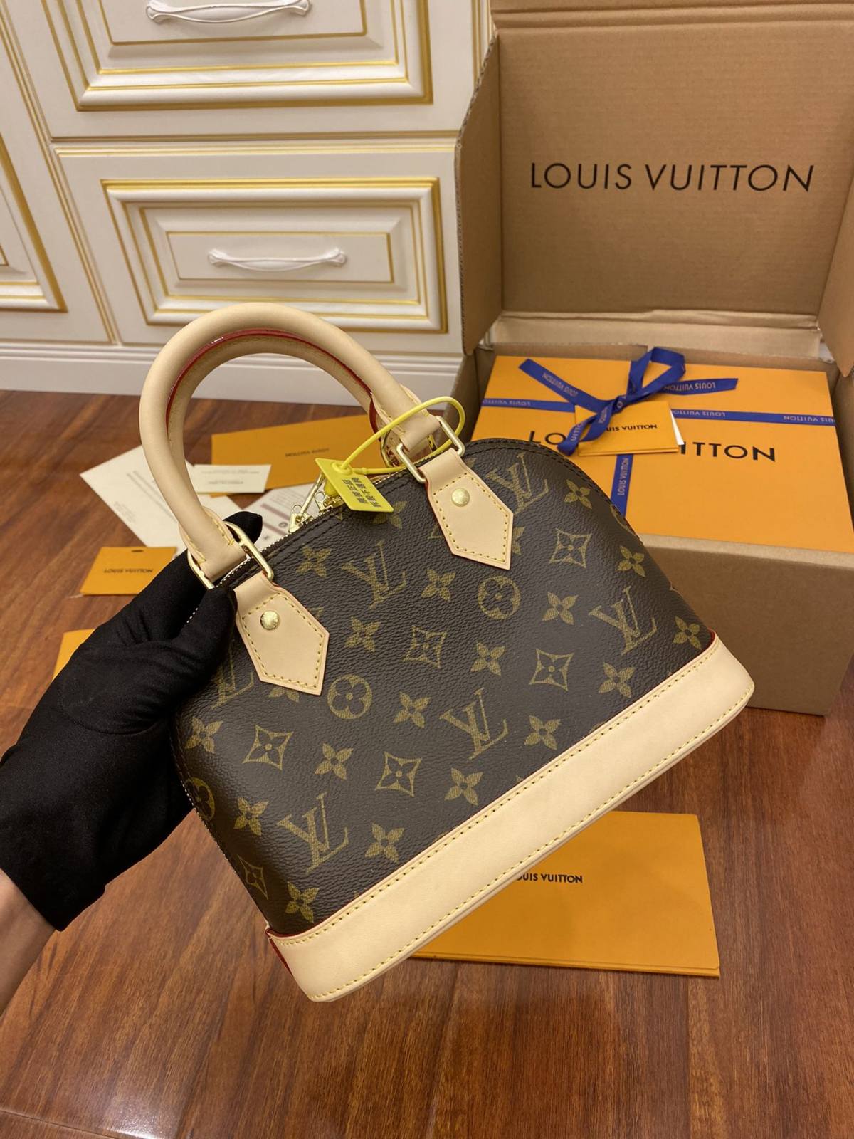 Ellebag’s Expert Replication: Louis Vuitton M53152 Monogram Woven Double Shoulder Strap Alma BB Handbag-Best Quality Fake Louis Vuitton Bag Online Store, Replica designer bag ru