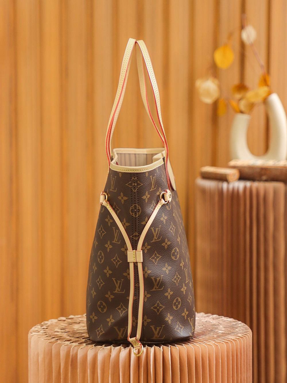 Ellebag’s Expert Replication: Louis Vuitton NEVERFULL Monogram/Beige Medium Handbag (M40995)-בעסטער קוואַליטעט שווינדל לוי ווויטטאָן באַג אָנליין קראָם, רעפּליקע דיזיינער זעקל רו