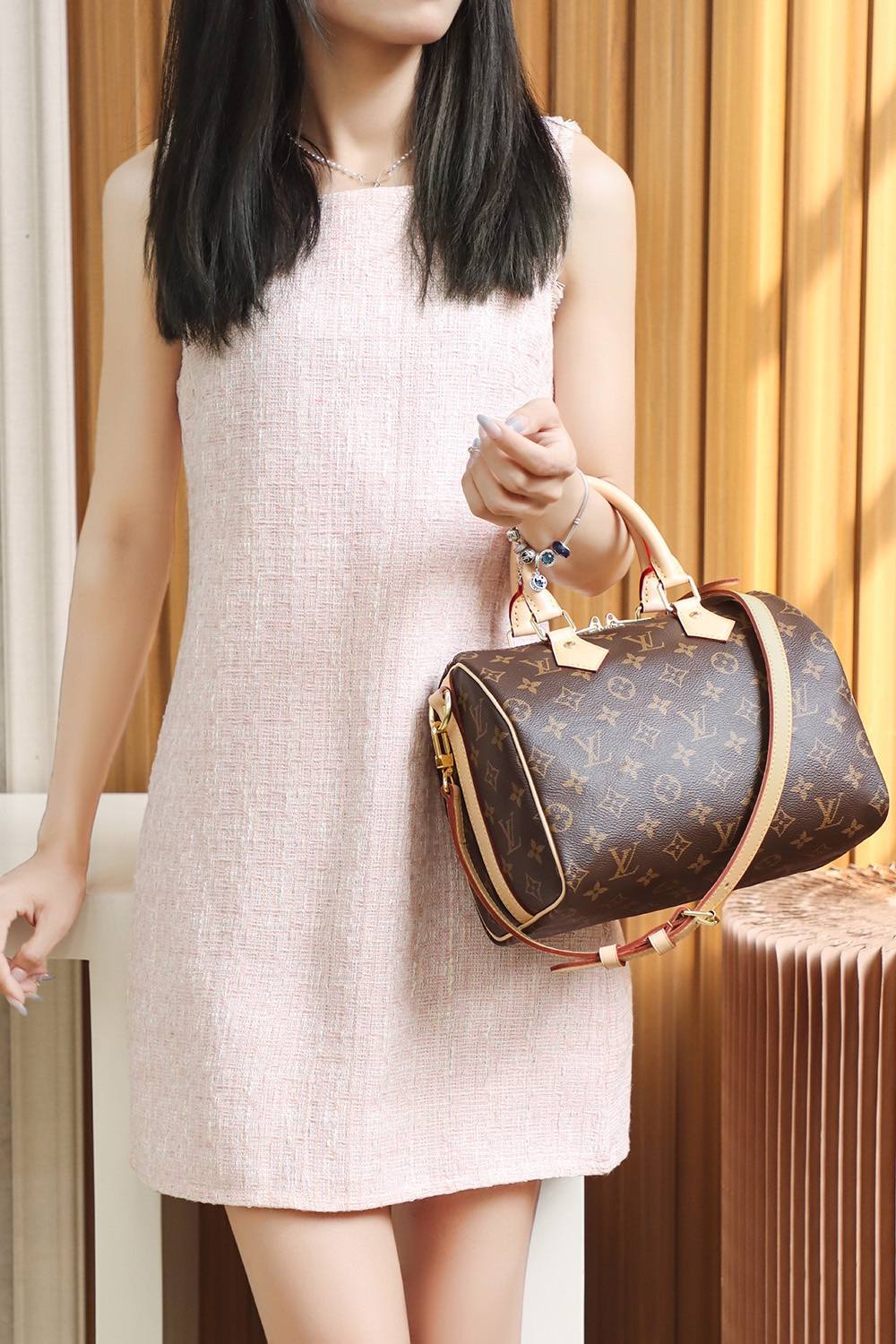 Ellebag’s Expert Replication: Louis Vuitton SPEEDY 25 Handbag with Shoulder Strap (M41113)-בעסטער קוואַליטעט שווינדל לוי ווויטטאָן באַג אָנליין קראָם, רעפּליקע דיזיינער זעקל רו