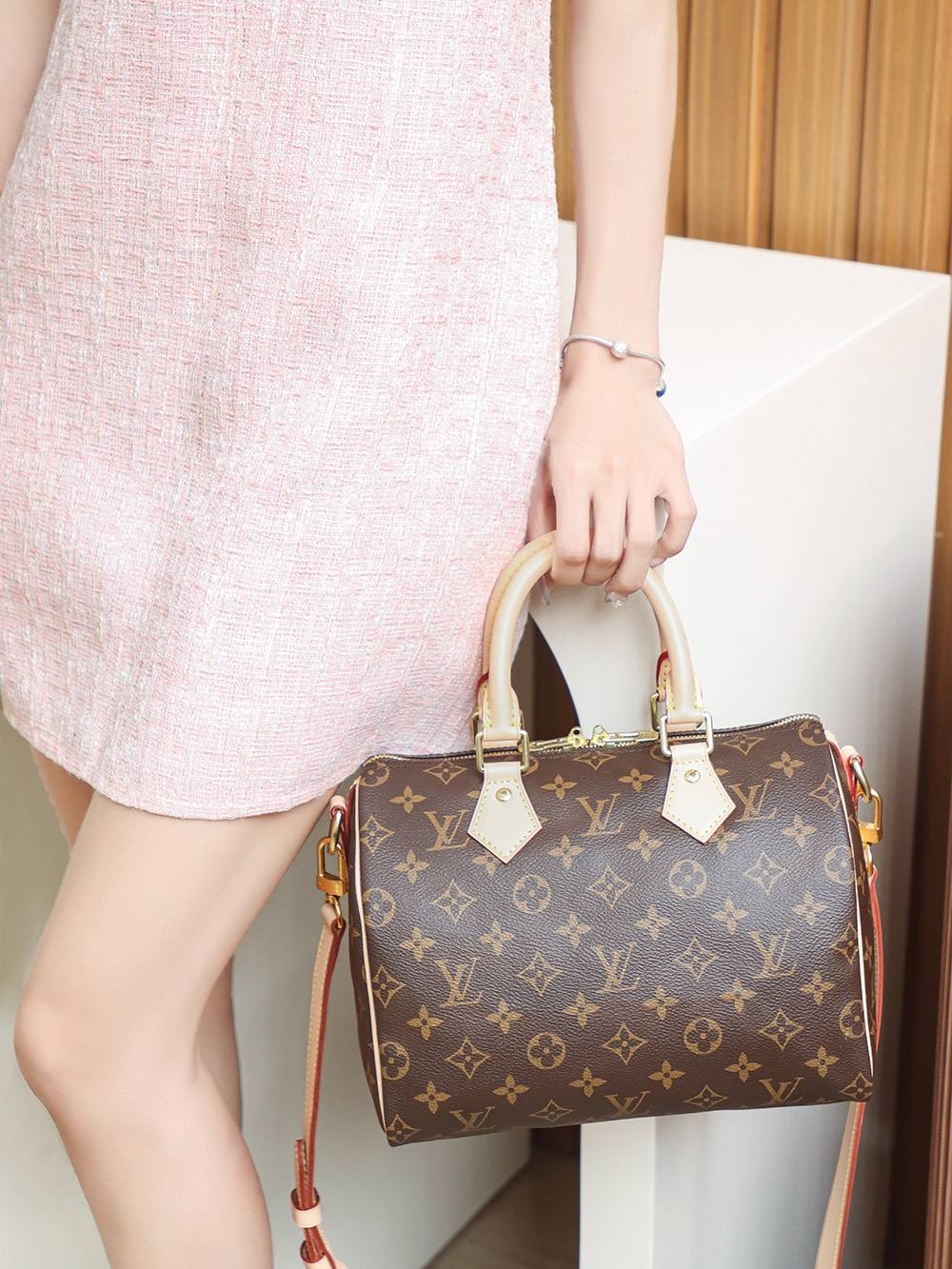 Ellebag’s Expert Replication: Louis Vuitton SPEEDY 25 Handbag with Shoulder Strap (M41113)-בעסטער קוואַליטעט שווינדל לוי ווויטטאָן באַג אָנליין קראָם, רעפּליקע דיזיינער זעקל רו