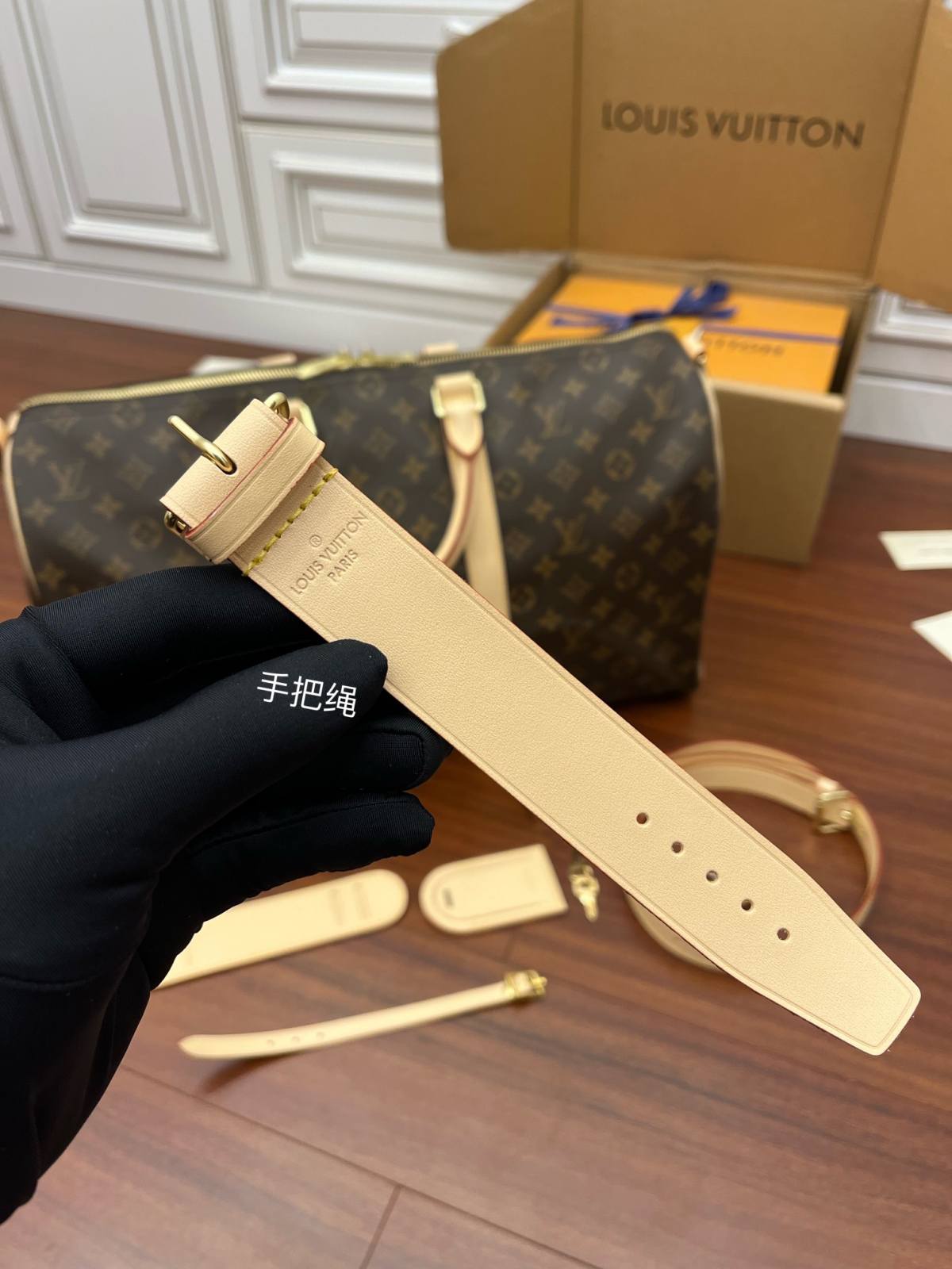 Ellebag’s Expert Replication: Louis Vuitton Keepall 45 Monogram with Yellow Leather (M41418)-Beste kwaliteit nep Louis Vuitton tas online winkel, replica designer tas ru