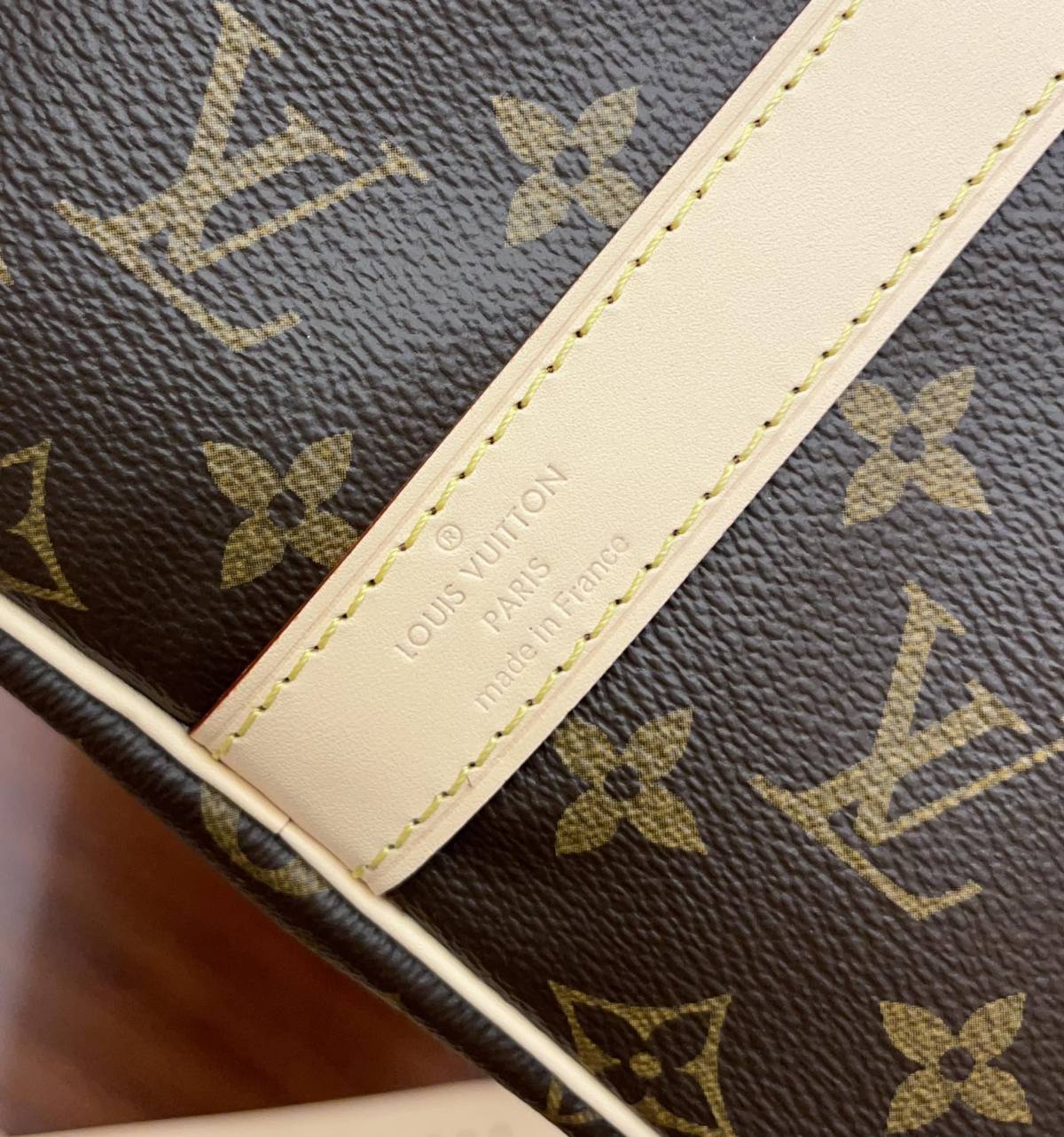 Ellebag’s Expert Replication: Louis Vuitton Keepall 45 Monogram with Yellow Leather (M41418)-Beste kwaliteit nep Louis Vuitton tas online winkel, replica designer tas ru