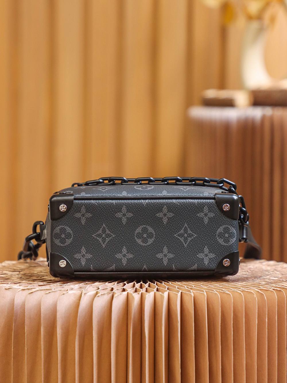 Ellebag Factory’s Expertise in Replicating Louis Vuitton M44735 Monogram Eclipse Black Mini Soft Trunk Handbag-Best Quality Fake Louis Vuitton Bag Online Store, Replica designer bag ru