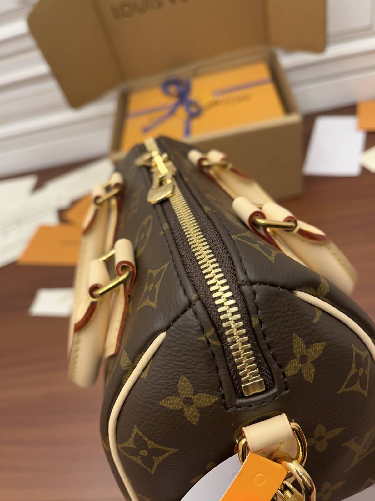 Ellebag Factory’s Replication Techniques for Louis Vuitton SPEEDY BANDOULIÈRE 20 Handbag (M45957) Apricot-Best Quality Fake Louis Vuitton Bag Online Store, Replica designer bag ru