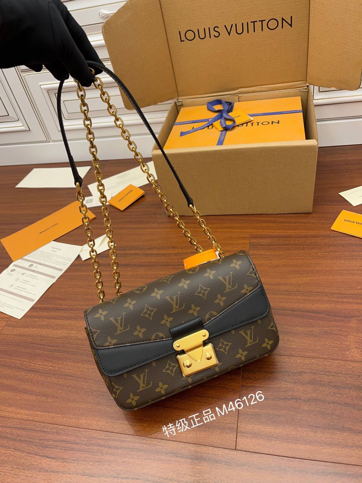 Ellebag Factory Replication Techniques for Louis Vuitton MARCEAU Handbag (M46126) Black-Magazin online de geanți Louis Vuitton fals de cea mai bună calitate, geantă de designer replica ru