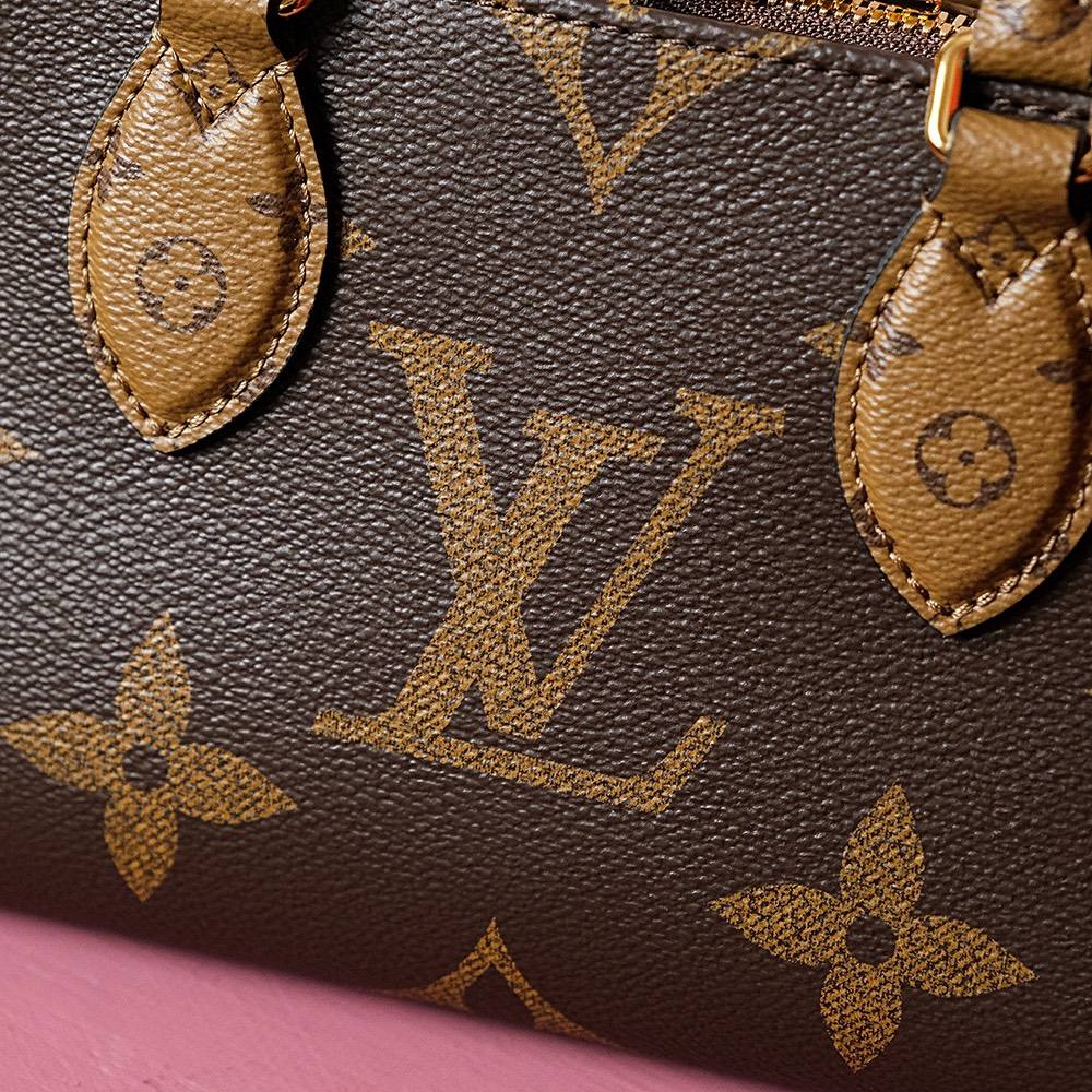 Ellebag Factory Replication Technique for Louis Vuitton Onthego East West Tote Bag (M46653): Giant Monogram and Monogram Reverse Canvas-Best Quality Fake Louis Vuitton Bag Online Store, Replica designer bag ru