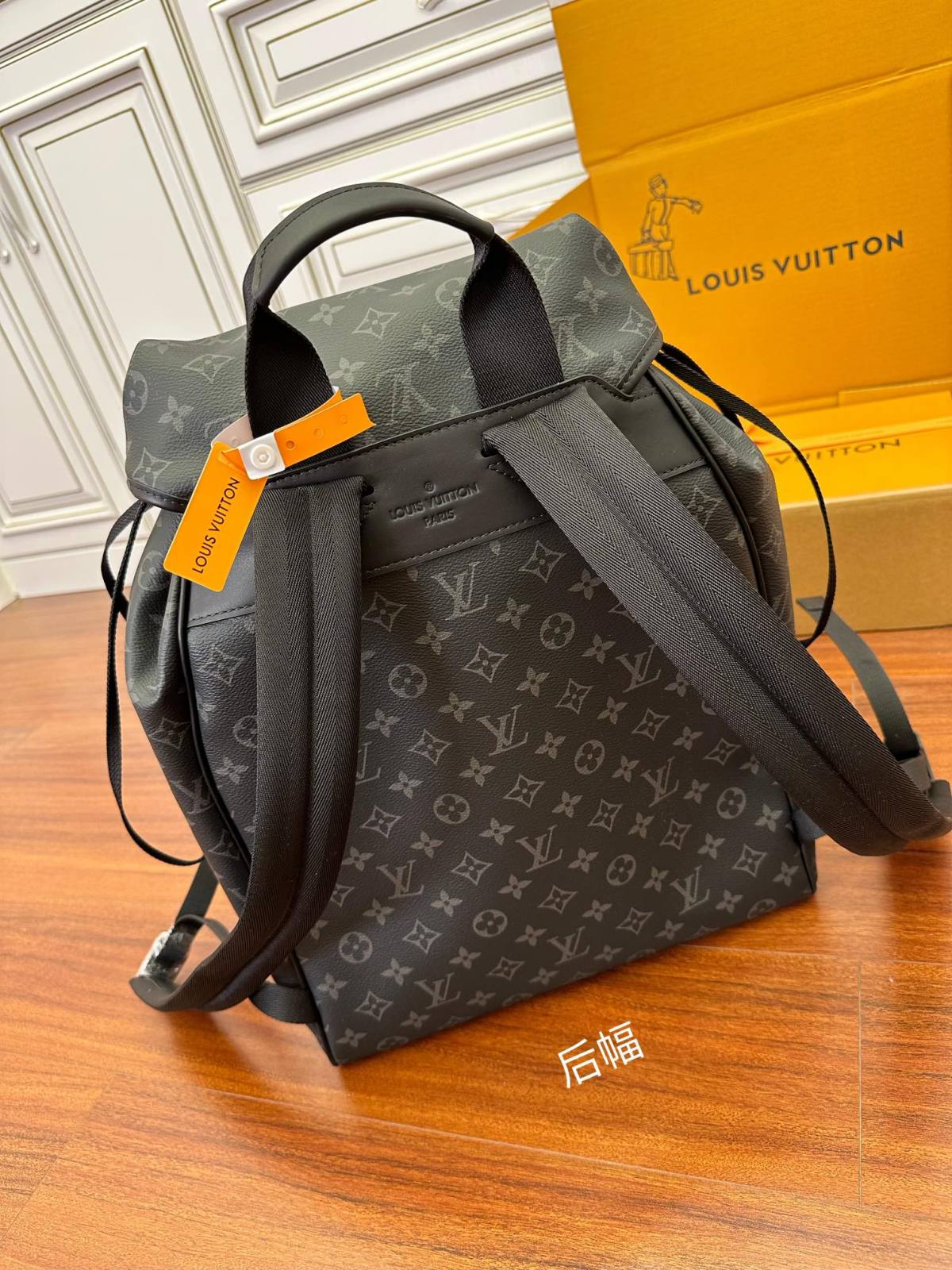 Ellebag Factory Replication Technique for Louis Vuitton Montsouris Backpack in Monogram Eclipse Black (M46683)-בעסטער קוואַליטעט שווינדל לוי ווויטטאָן באַג אָנליין קראָם, רעפּליקע דיזיינער זעקל רו