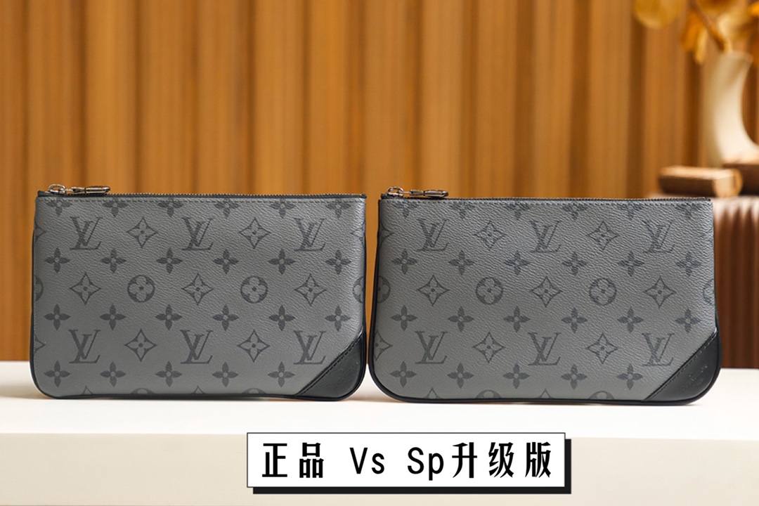 Ellebag’s Exquisite Replica of LV TRIO POCHETTE M69443 in Monogram Eclipse Black-Najlepsza jakość fałszywych torebek Louis Vuitton Sklep internetowy, projektant repliki torebki ru