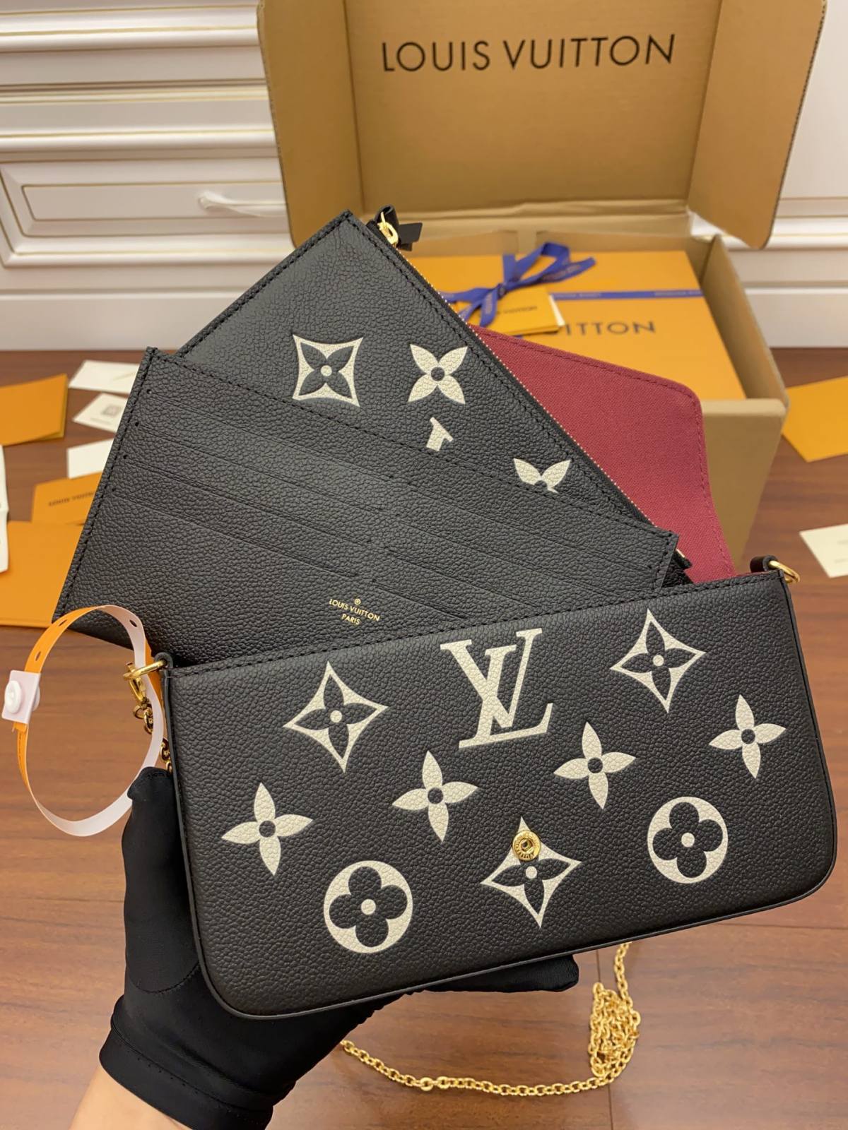 Ellebag’s Replica Excellence in Louis Vuitton M80482 Black Pochette FÉLICIE Felicie Chain Bag-L-Aħjar Kwalità Foloz Louis Vuitton Bag Online Store, Replica designer bag ru