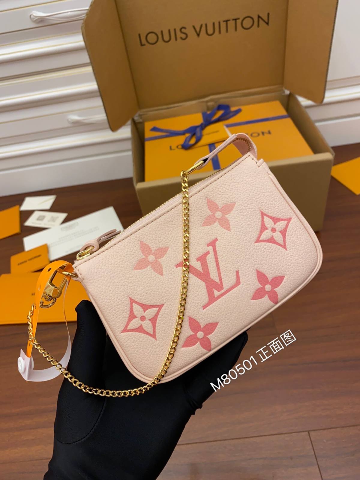 Ellebag’s Replica Mastery: Louis Vuitton M80501 By the Pool Pink Silk Print Monogram Empreinte Leather Embossed-Best Quality Fake Louis Vuitton Bag Online Store, Replica designer bag ru