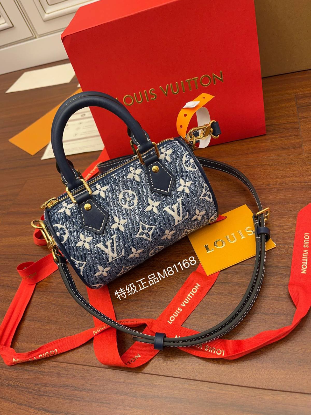 Ellebag Factory’s Masterful Replication of Louis Vuitton M81168 NANO SPEEDY Handbag in Blue Monogram Embossed Denim-Meilleure qualité de faux sac Louis Vuitton en ligne, réplique de sac de créateur ru