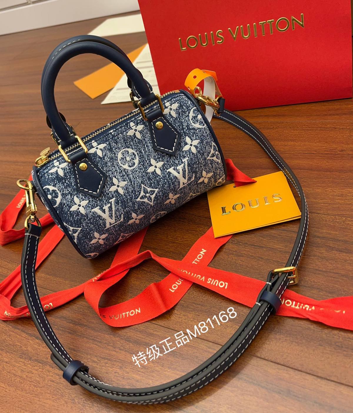 Ellebag Factory’s Masterful Replication of Louis Vuitton M81168 NANO SPEEDY Handbag in Blue Monogram Embossed Denim-Best Quality Fake Louis Vuitton Bag Online Store, Replica designer bag ru