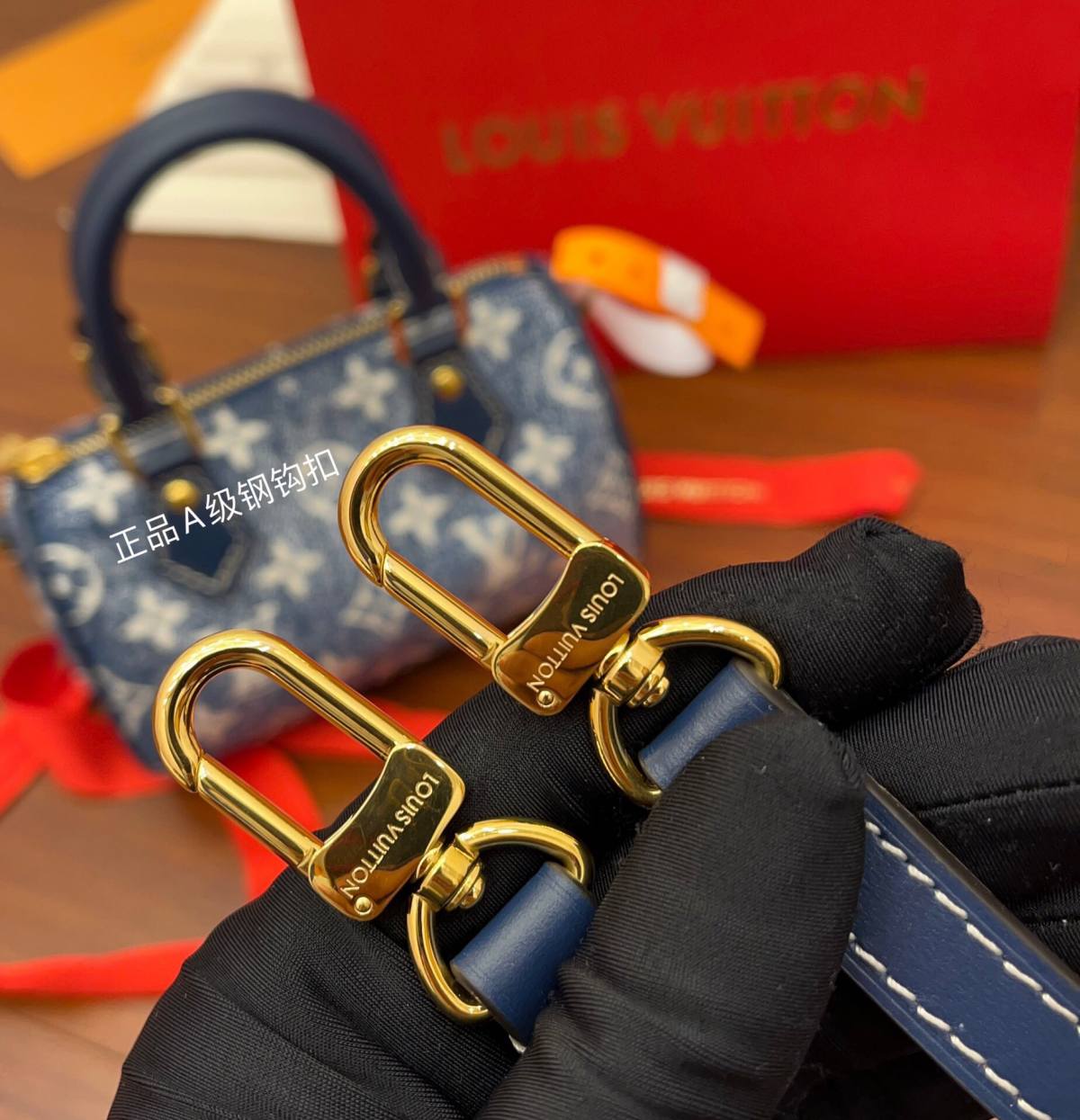 Ellebag Factory’s Masterful Replication of Louis Vuitton M81168 NANO SPEEDY Handbag in Blue Monogram Embossed Denim-Best Quality Replica designer Bag factory in China