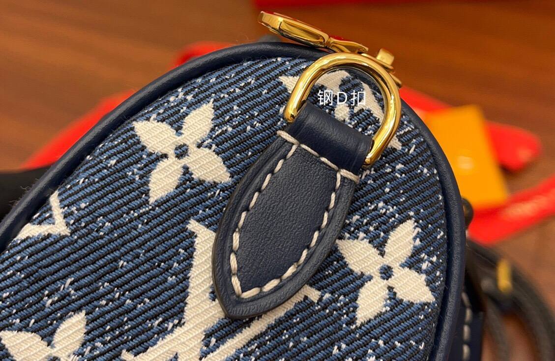 Ellebag Factory’s Masterful Replication of Louis Vuitton M81168 NANO SPEEDY Handbag in Blue Monogram Embossed Denim-Best Quality Replica designer Bag factory in China