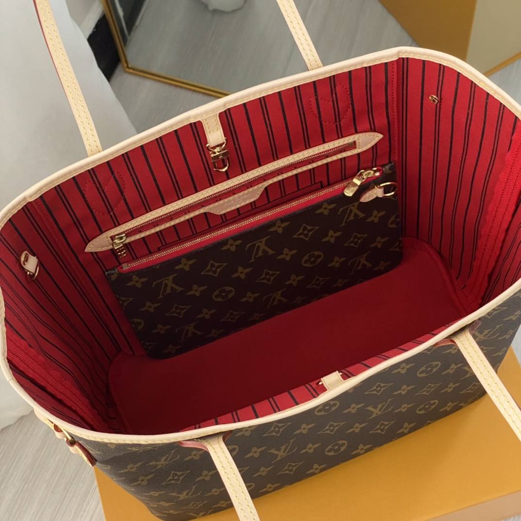 Ellebag’s 1:1 Replica of Louis Vuitton M41177 Neverfull Medium Tote – The Iconic Monogram with Red Interior （2024 Nov updated）-Legjobb minőségű hamis Louis Vuitton táska online áruház, replika designer táska ru