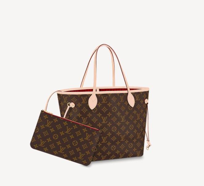 Ellebag’s 1:1 Replica of Louis Vuitton M41177 Neverfull Medium Tote – The Iconic Monogram with Red Interior （2024 Nov updated）-Negozio in linea della borsa falsa di Louis Vuitton di migliore qualità, borsa del progettista della replica ru