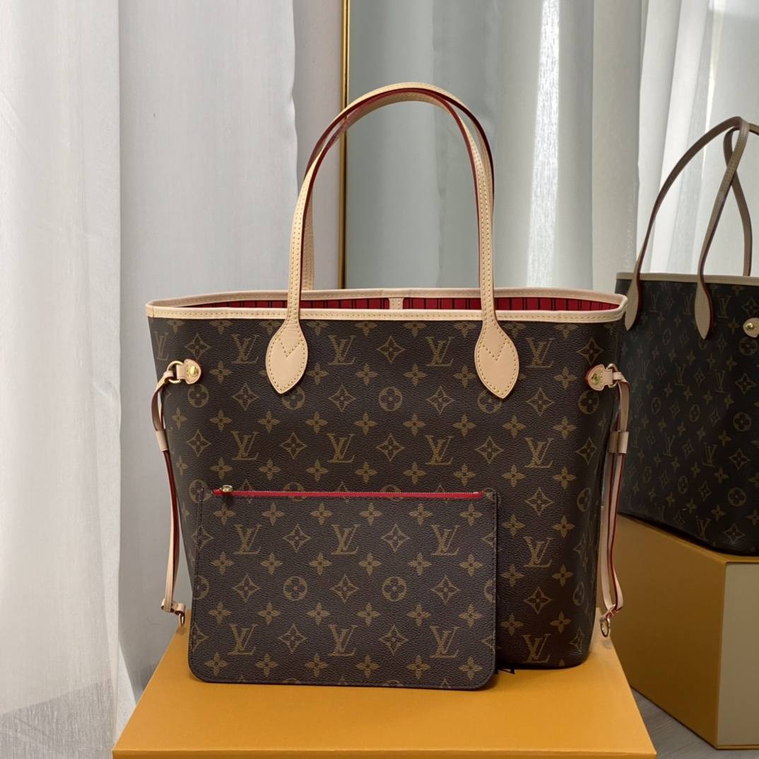 Ellebag’s 1:1 Replica of Louis Vuitton M41177 Neverfull Medium Tote – The Iconic Monogram with Red Interior （2024 Nov updated）-ร้านค้าออนไลน์กระเป๋า Louis Vuitton ปลอมคุณภาพดีที่สุด, กระเป๋าออกแบบจำลอง ru