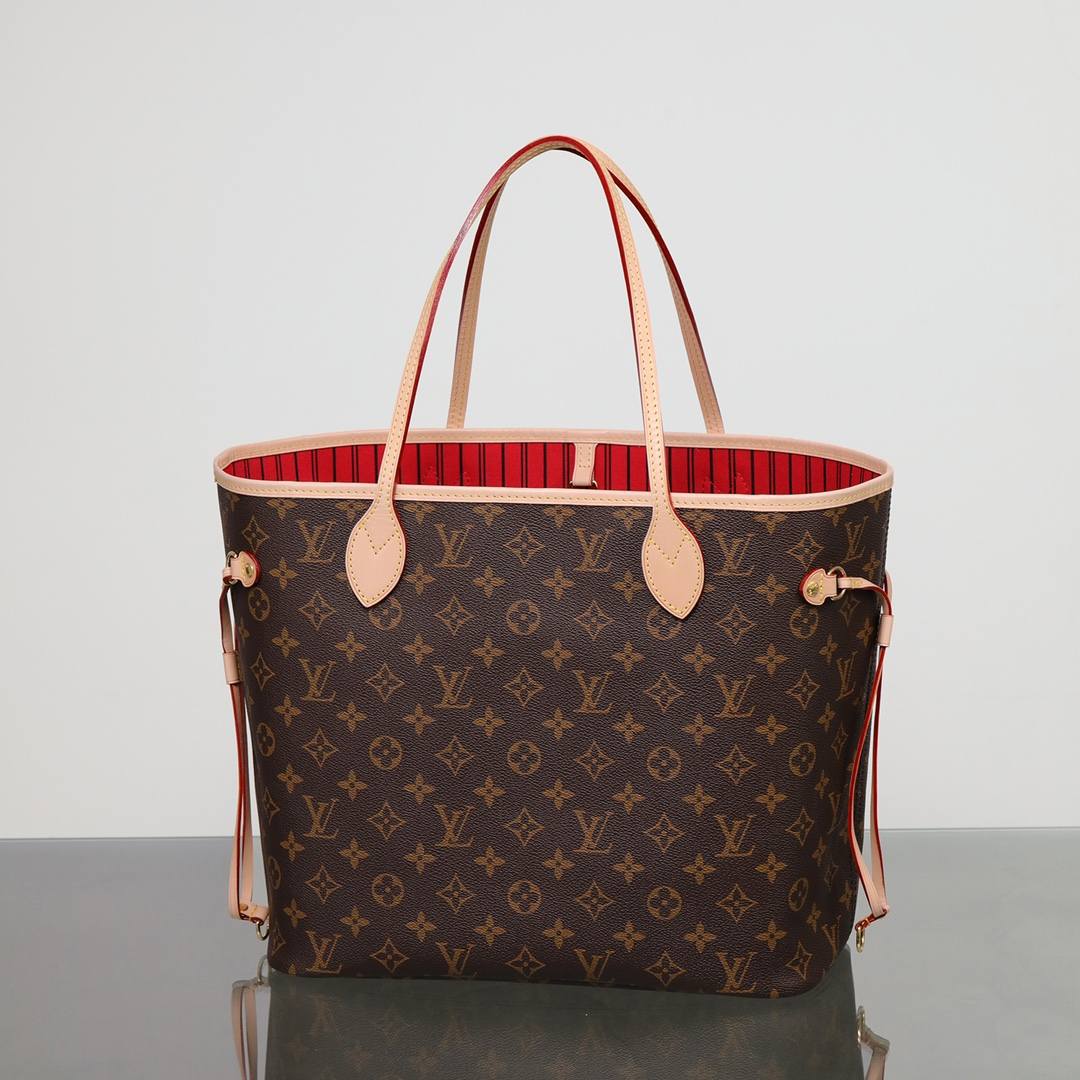 Ellebag’s 1:1 Replica of Louis Vuitton M41177 Neverfull Medium Tote – The Iconic Monogram with Red Interior （2024 Nov updated）-Negozio in linea della borsa falsa di Louis Vuitton di migliore qualità, borsa del progettista della replica ru