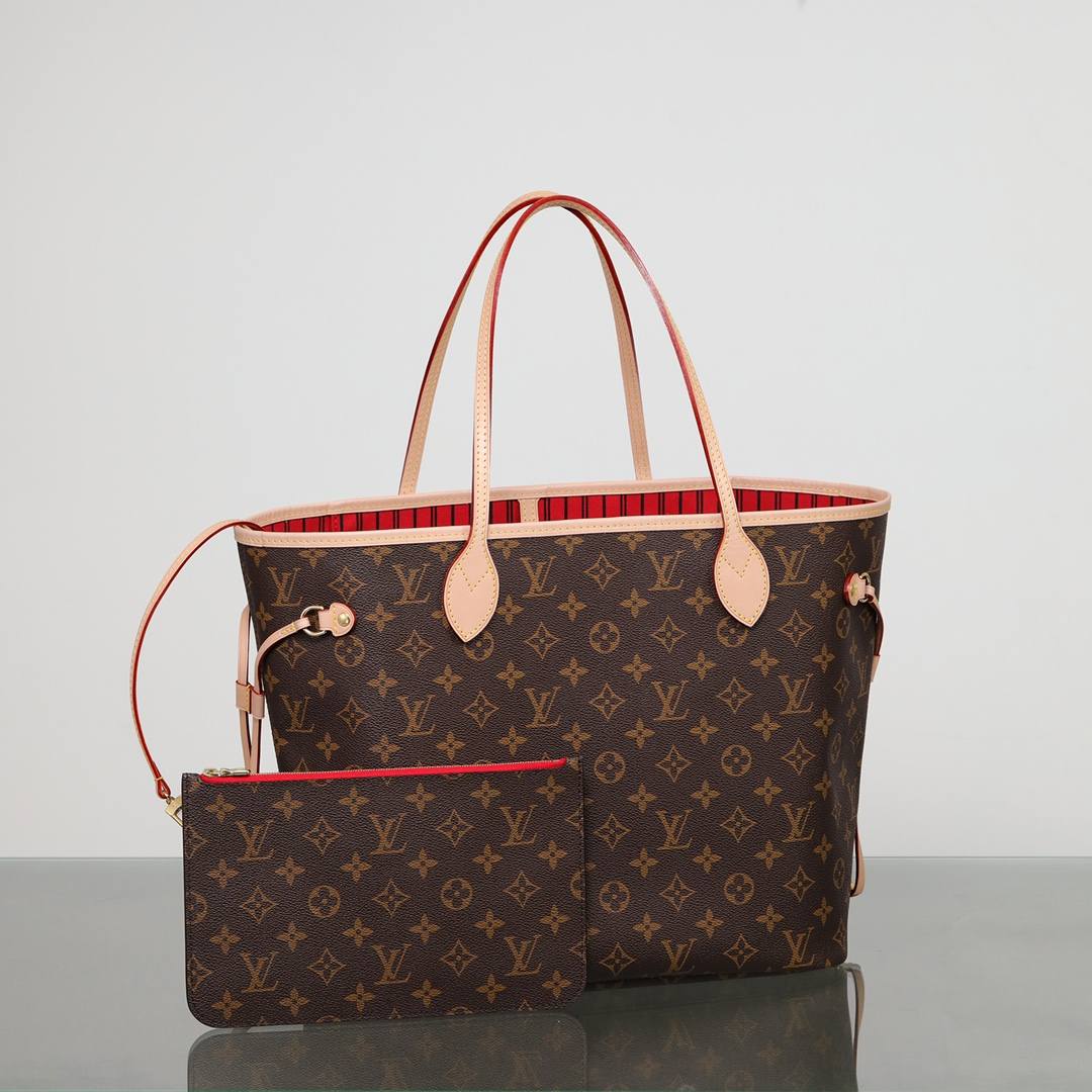 Ellebag’s 1:1 Replica of Louis Vuitton M41177 Neverfull Medium Tote – The Iconic Monogram with Red Interior （2024 Nov updated）-ร้านค้าออนไลน์กระเป๋า Louis Vuitton ปลอมคุณภาพดีที่สุด, กระเป๋าออกแบบจำลอง ru