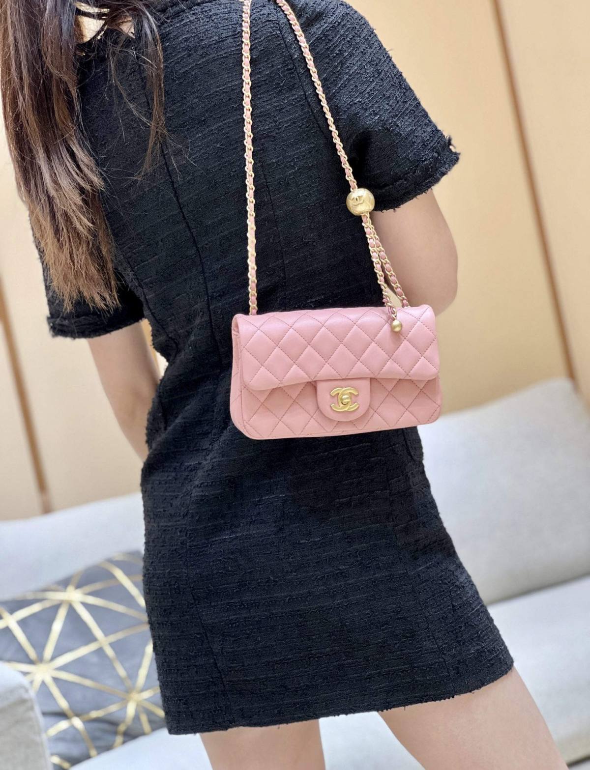 Ellebag highest replica Chanel CF with CC Gold Ball on Chain: A Delicate Pink Mini Delight(2024 Dec Updated)-Best Quality Fake Louis Vuitton Bag Online Store, Replica designer bag ru