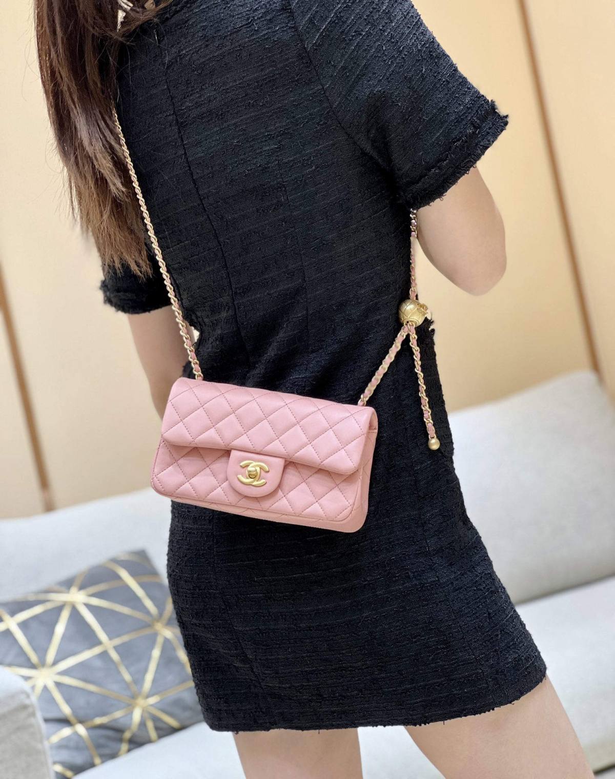 Ellebag highest replica Chanel CF with CC Gold Ball on Chain: A Delicate Pink Mini Delight(2024 Dec Updated)-Best Quality Fake Louis Vuitton Bag Online Store, Replica designer bag ru