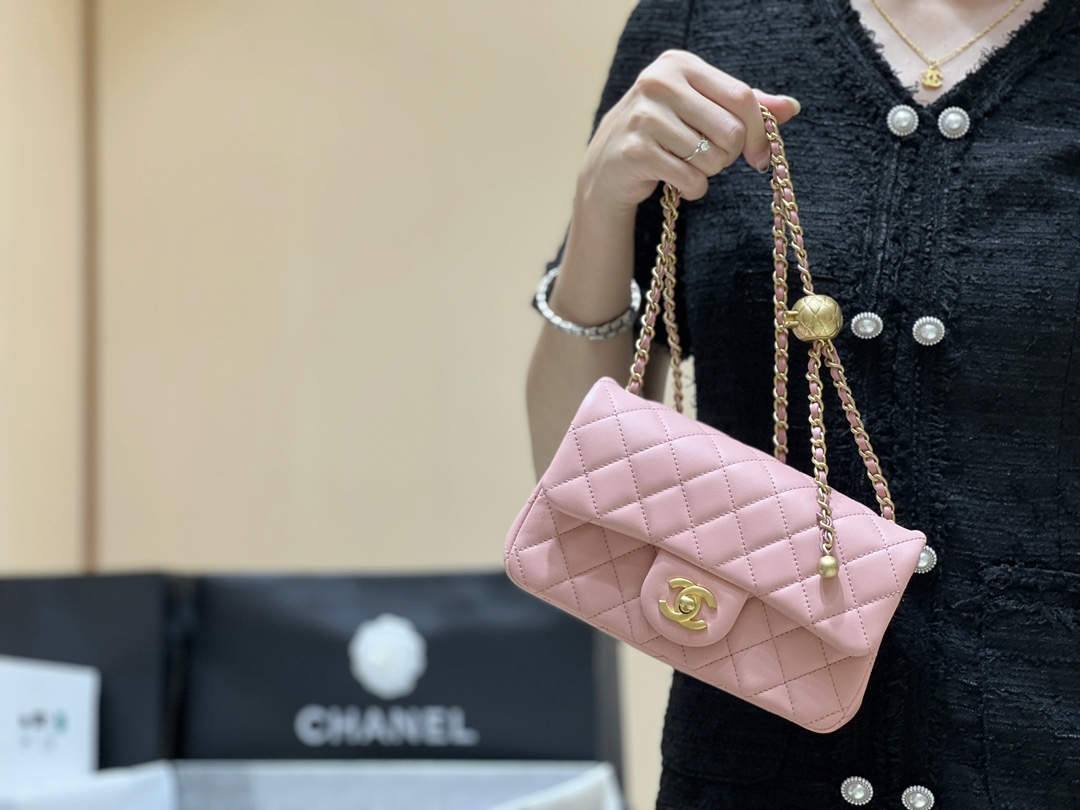 Ellebag highest replica Chanel CF with CC Gold Ball on Chain: A Delicate Pink Mini Delight(2024 Dec Updated)-Best Quality Fake Louis Vuitton Bag Online Store, Replica designer bag ru