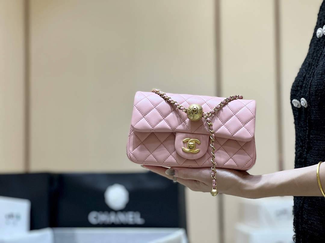 Ellebag highest replica Chanel CF with CC Gold Ball on Chain: A Delicate Pink Mini Delight(2024 Dec Updated)-Best Quality Fake Louis Vuitton Bag Online Store, Replica designer bag ru