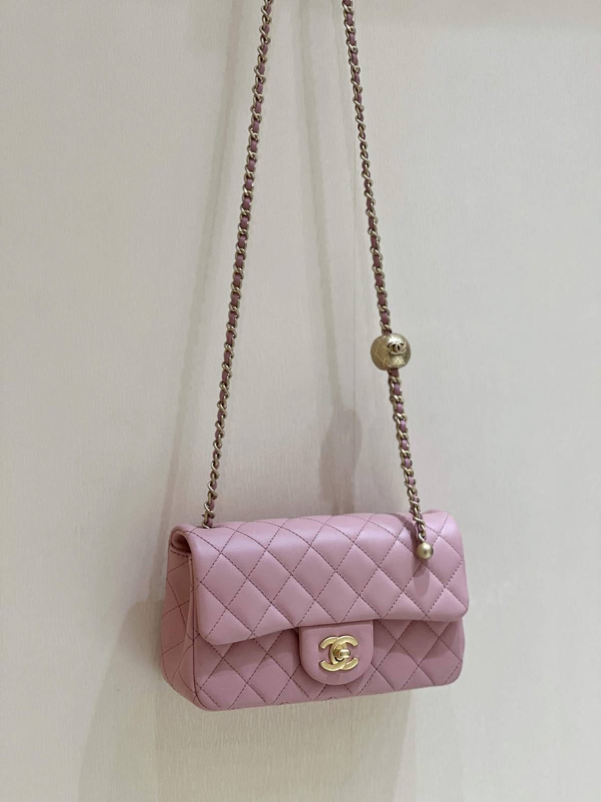 Ellebag highest replica Chanel CF with CC Gold Ball on Chain: A Delicate Pink Mini Delight(2024 Dec Updated)-Best Quality Fake Louis Vuitton Bag Online Store, Replica designer bag ru