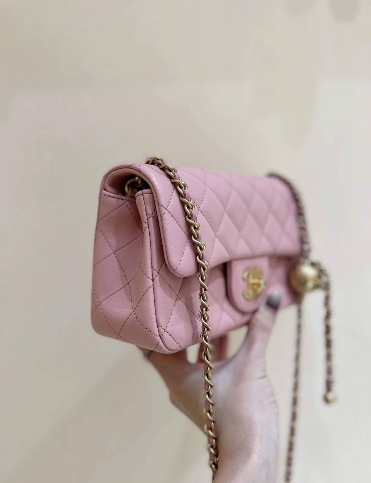 Ellebag highest replica Chanel CF with CC Gold Ball on Chain: A Delicate Pink Mini Delight(2024 Dec Updated)-Best Quality Fake Louis Vuitton Bag Online Store, Replica designer bag ru