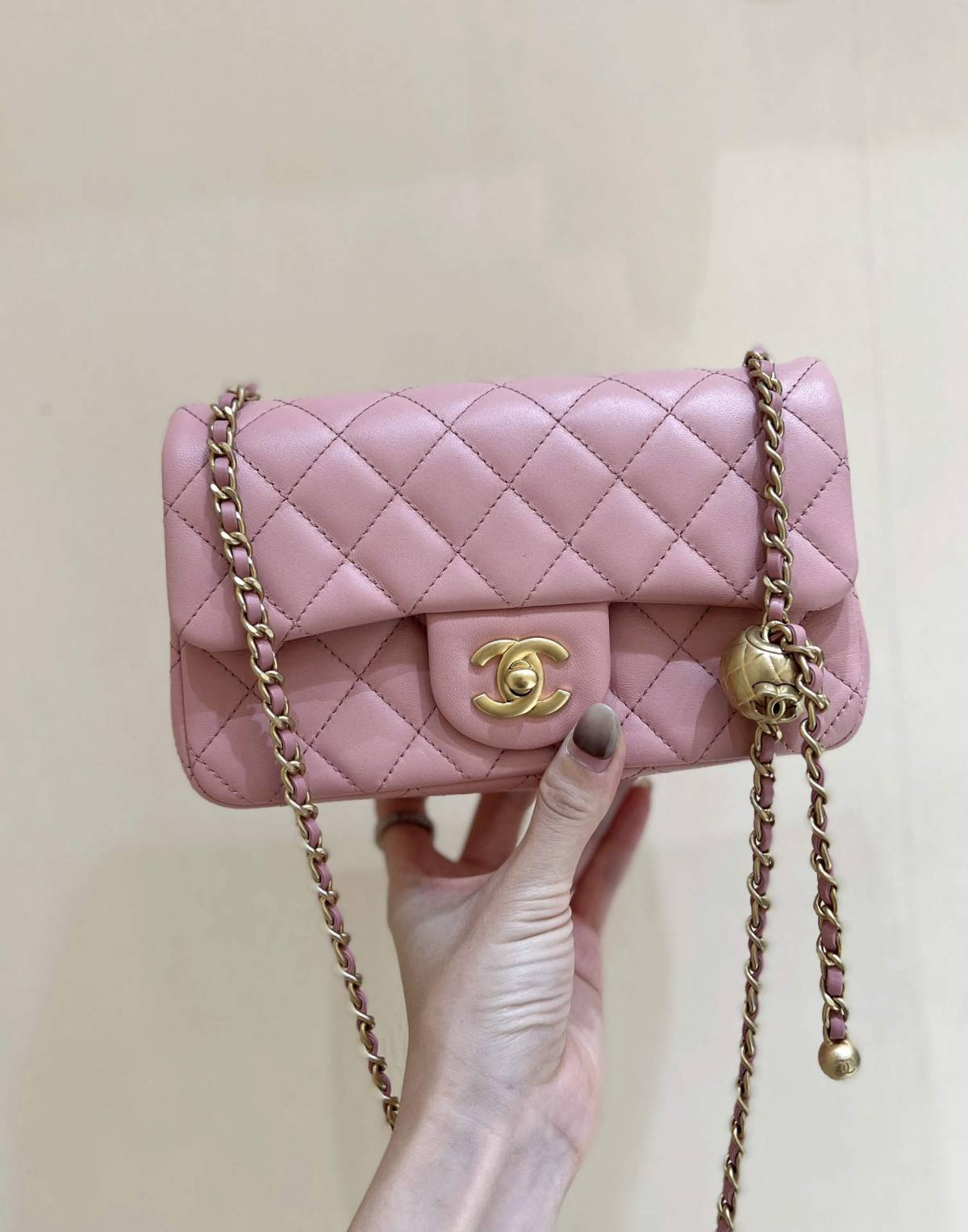 Ellebag highest replica Chanel CF with CC Gold Ball on Chain: A Delicate Pink Mini Delight(2024 Dec Updated)-Best Quality Fake Louis Vuitton Bag Online Store, Replica designer bag ru