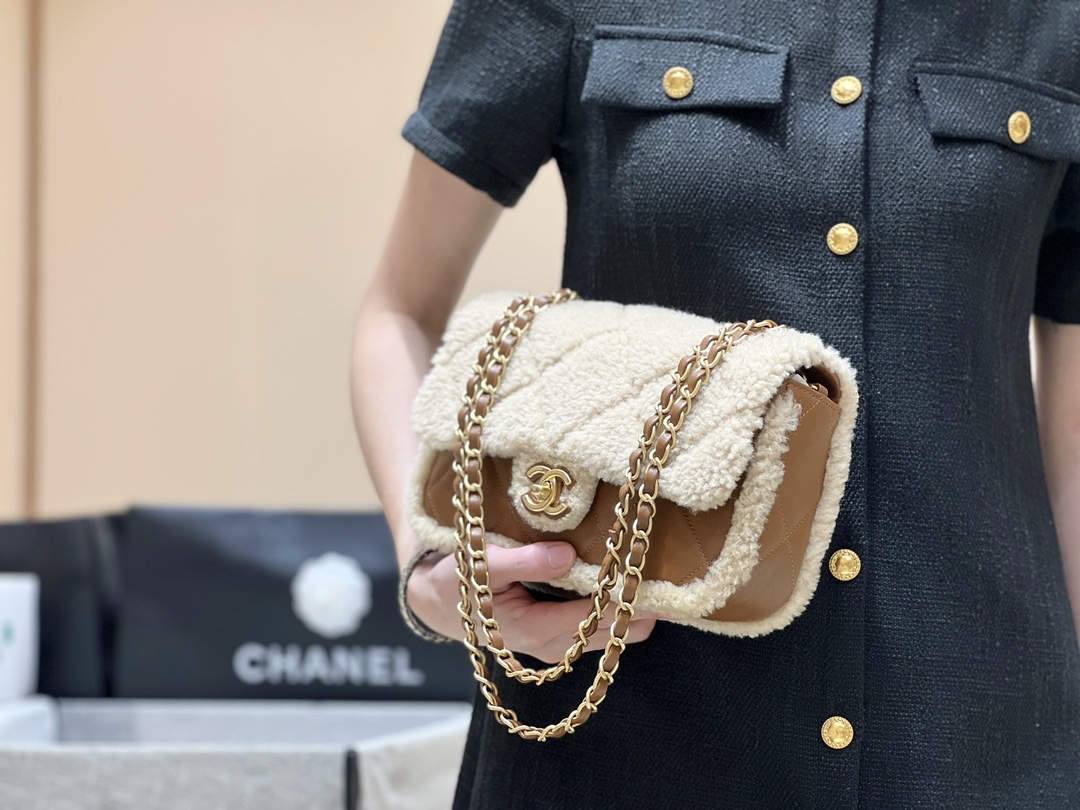 Ellebag super fake Chanel Flap Bag in Shearling Lambskin with Gold-Tone Metal(2024 Dec Updated)-Best Quality Fake Louis Vuitton Bag Online Store, Replica designer bag ru