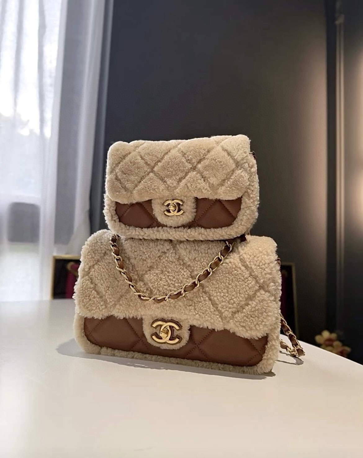 Ellebag super fake Chanel Flap Bag in Shearling Lambskin with Gold-Tone Metal(2024 Dec Updated)-Best Quality Fake Louis Vuitton Bag Online Store, Replica designer bag ru