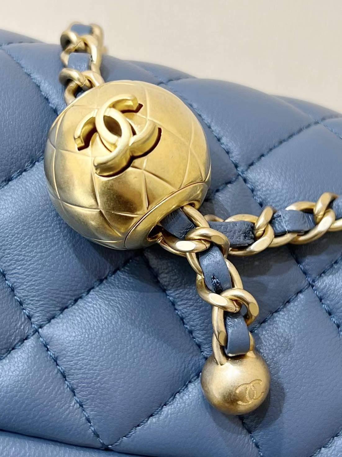 Ellebag super fake Chanel Mini Flap Bag with CC Gold Ball on Chain: A Sky-Blue Elegance(2024 Dec Updated)-Best Quality Fake Louis Vuitton Bag Online Store, Replica designer bag ru