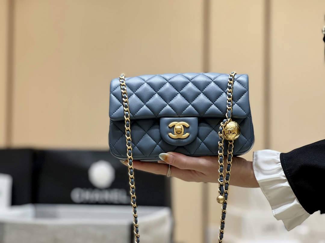 Ellebag super fake Chanel Mini Flap Bag with CC Gold Ball on Chain: A Sky-Blue Elegance(2024 Dec Updated)-Best Quality Fake Louis Vuitton Bag Online Store, Replica designer bag ru