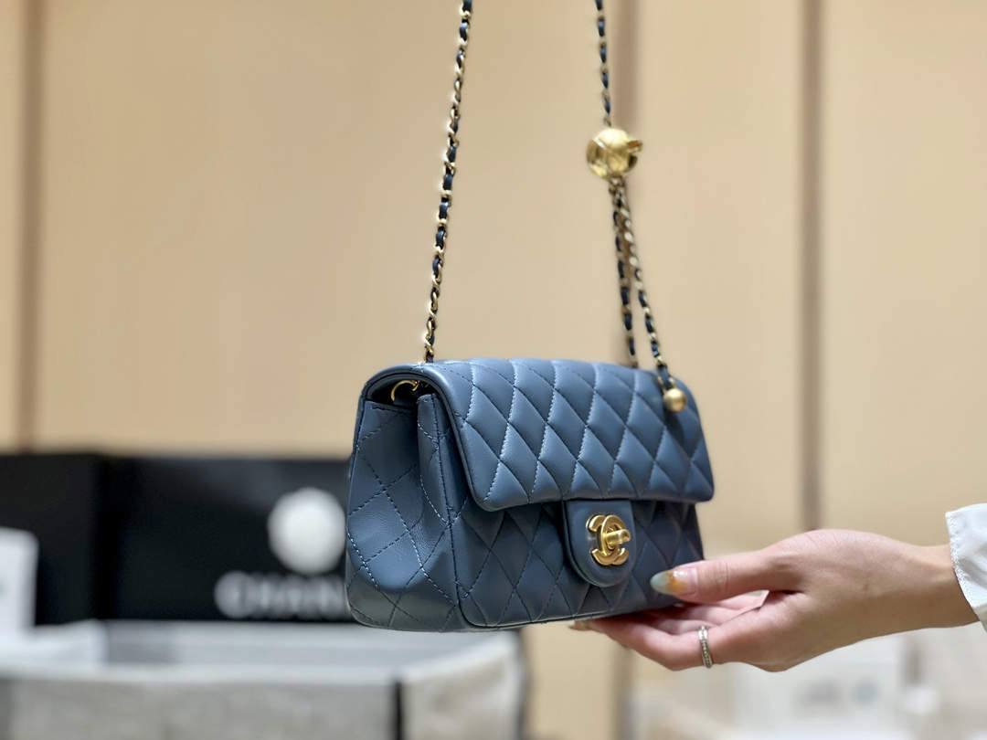 Ellebag super fake Chanel Mini Flap Bag with CC Gold Ball on Chain: A Sky-Blue Elegance(2024 Dec Updated)-Best Quality Fake Louis Vuitton Bag Online Store, Replica designer bag ru