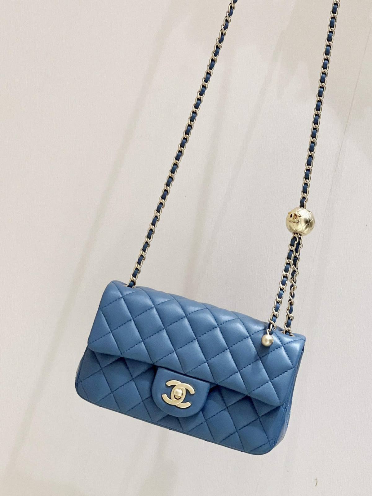 Ellebag super fake Chanel Mini Flap Bag with CC Gold Ball on Chain: A Sky-Blue Elegance(2024 Dec Updated)-Best Quality Fake Louis Vuitton Bag Online Store, Replica designer bag ru