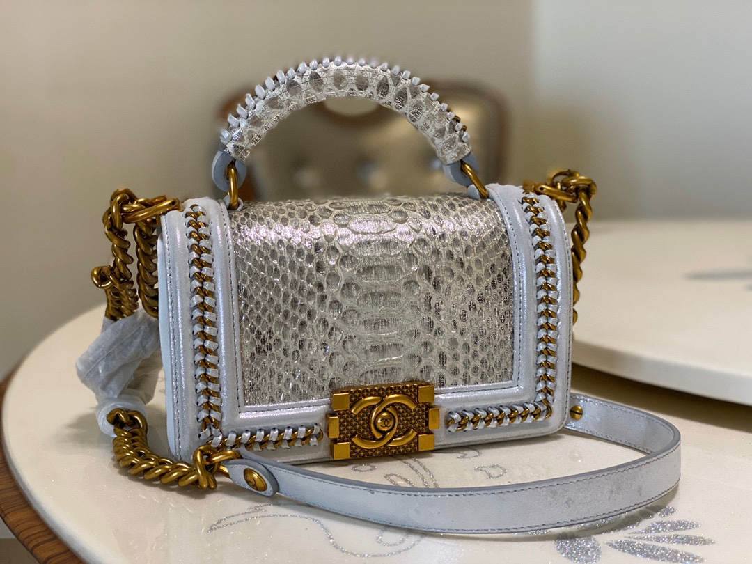 Ellebag super fake Chanel’s Python Leather Boy Handle Bag(2024 Dec Updated)-Best Quality Fake Louis Vuitton Bag Online Store, Replica designer bag ru