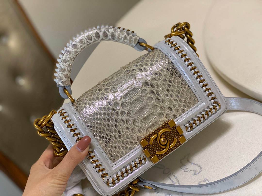 Ellebag super fake Chanel’s Python Leather Boy Handle Bag(2024 Dec Updated)-Best Quality Fake Louis Vuitton Bag Online Store, Replica designer bag ru