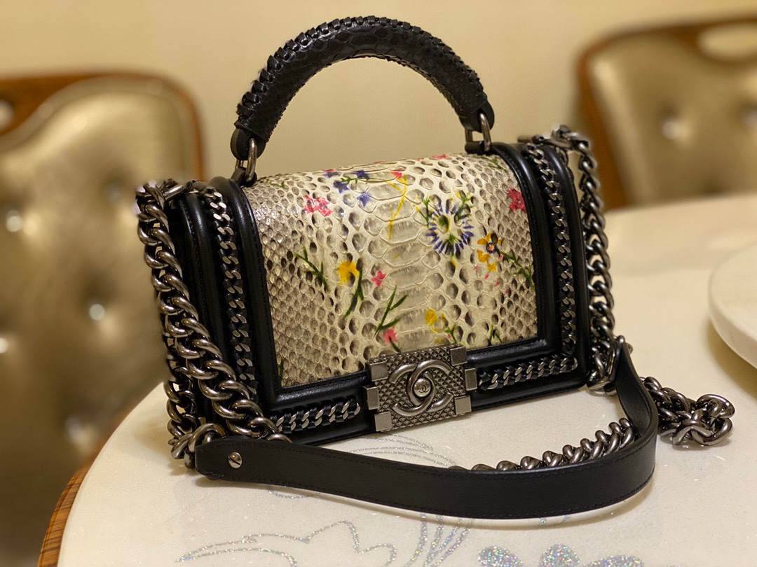 Ellebag super fake Chanel’s Python Leather Boy Handle Bag(2024 Dec Updated)-Best Quality Fake Louis Vuitton Bag Online Store, Replica designer bag ru