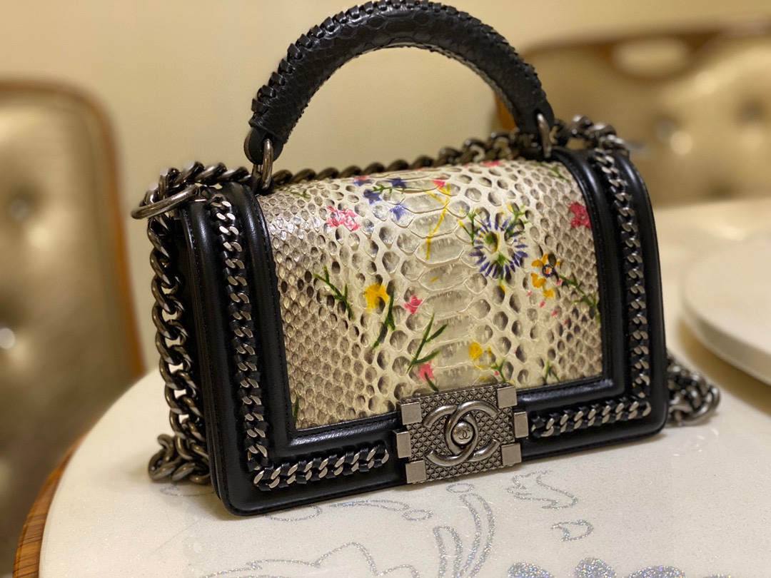 Ellebag super fake Chanel’s Python Leather Boy Handle Bag(2024 Dec Updated)-Best Quality Fake Louis Vuitton Bag Online Store, Replica designer bag ru