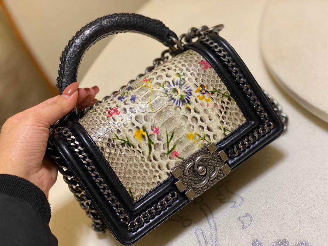 Ellebag super fake Chanel’s Python Leather Boy Handle Bag(2024 Dec Updated)-Best Quality Fake Louis Vuitton Bag Online Store, Replica designer bag ru