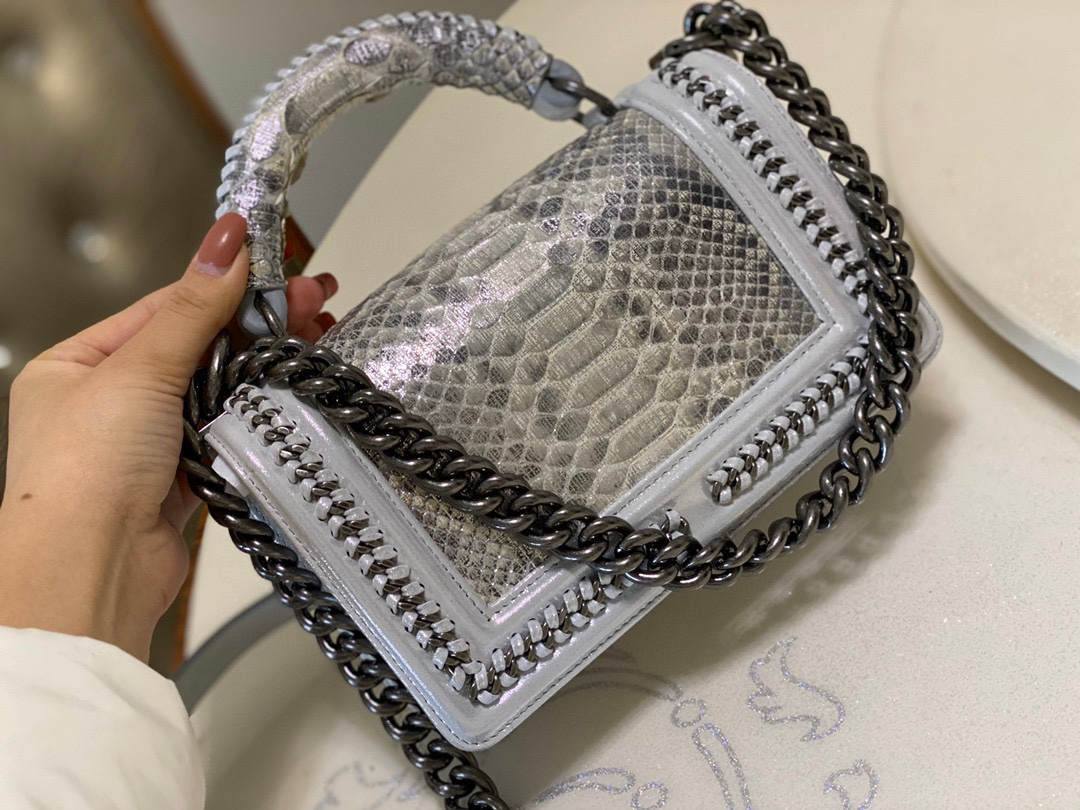 Ellebag super fake Chanel’s Python Leather Boy Handle Bag(2024 Dec Updated)-Best Quality Fake Louis Vuitton Bag Online Store, Replica designer bag ru