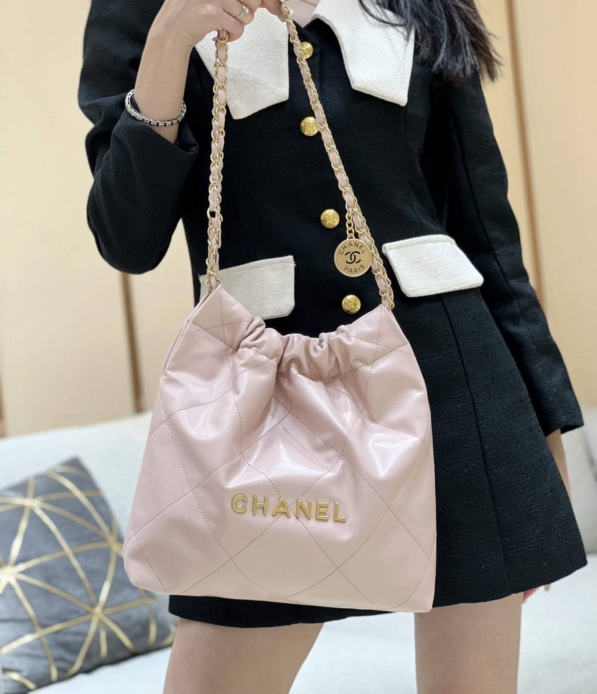 Ellebag super fake Franch Hass leather Chanel 22 Handbag craftsmanship in pink(2024 Dec Updated)-Best Quality Fake Louis Vuitton Bag Online Store, Replica designer bag ru